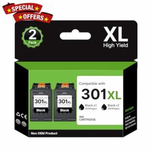 RUDGUZ 301XL Ink Cartridges Compatible for HP 301 XL Cartridges for HP DeskJet 1000 1010 1050 1055 1510 1512 1513 1514 DeskJet 1050a 2050a 2054a Envy 4500 4501 4502 4503 4504 printers (2-Pack