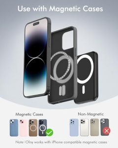 5000mAh Magnetic Powerbank with Type-C Cable 20W PD Fast Charging Input Wireless Portable Charger for iPhone 16/15/14/13/12/Pro/Pro Max-Black