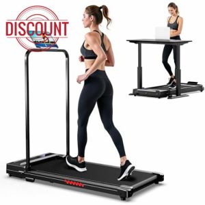 Folding Treadmill Walking Pad Foldable - Treadmills with Handle for Home Office Under Desk Running Machine Portable Compact Flat Mini Small Fold Away Motorised Slim Walking Pad Use Indoo