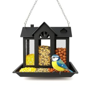 Weather Resistant Bird House Design with Large Capacity (Black)