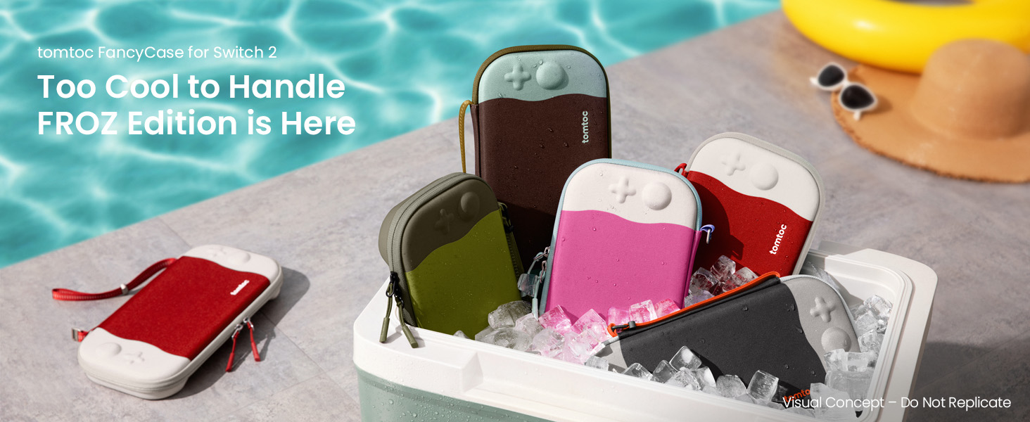 Text reads 'Too Cool to Handle'. Multiple colorful ice cream bar phone cases displayed on a frozen or icy surface.
