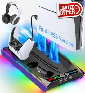Rysker PS-5/Slim/Pro Stand and Cooling Station with LED Controller Charging Station