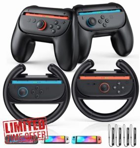 2 PCS Hand Grips for Joycon2 and 2 PCS Steering Wheel Hand Holders for Nintendo Switch2 Controller