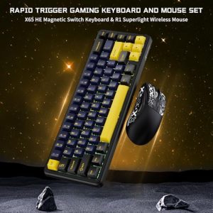 X65 HE Wired Magnetic Switch Keyboard and R1 Wireless 59g Superlight Mouse w/Anti-Slip Grip (8000Hz
