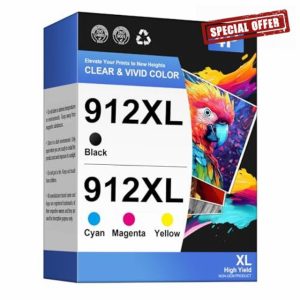 Gureef 912 XL 912XL Ink Cartridges Replacement for HP 912 XL Ink Cartridges Multipack with New Chip for HP OfficeJet Pro 8020 8022 8023 8024 8025 OfficeJet 8010 8012 8014 8015 Printer (4-Pack)