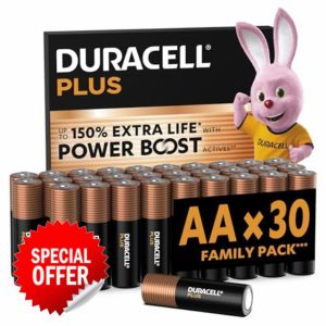 DURACELL Plus AA Batteries (30 Pack) – Alkaline Batteries 1.5V – Up to 150% Extra Life with POWER BOOST Actives– Reliability For Everyday Devices – 0% Plastic Packaging – 10-Year Storage - LR6 MN15