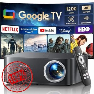 Projector【1200 ANSI/Google TV/Netflix Disney+ Licensed】WiMiUS 4K Projector for Bedroom Full HD 1080P
