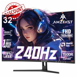 Amzfast 32 Inch 240Hz Curved Gaming Monitor - 1500R