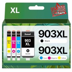 Gureef 903XL Replacement for HP 903XL Ink Cartridges 903 Compatible for HP Officejet 6960 6950 Officejet Pro 6960 6970 (Black Cyan Magenta Yellow)