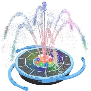 3.5WLED Glass Panel Solar Powered Bird Bath Fountains with 10 Nozzles & 3000 mAh Battery