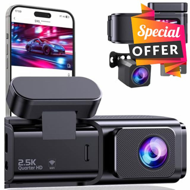 Dash Cam Front and Rear 2.5K+1080P
