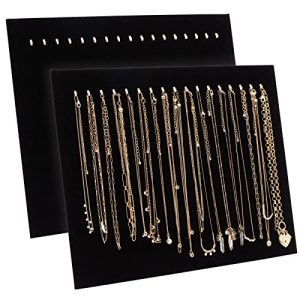 Black Velvet Boutique Necklace Stands Boards with Hooks for Pop Up Shop (15 x 12 x 4.5 In)