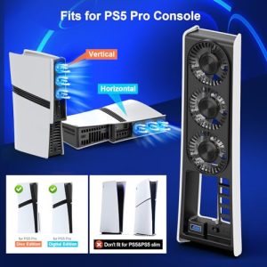 Adjustable Speed and Auto Power On/of/by Sensing Temperatures (PS5 Pro cool Fan)