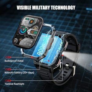 2.01"Fitness Tracker Watch with Compass/Flashlight/100 Days Battery/Heart Rate/SpO2/Sleep Monitor