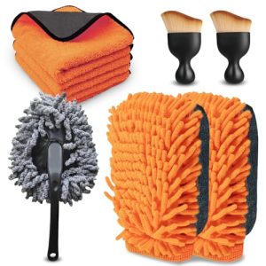 2 Car Wash Mitt 3 Cars Cleaning Cloths 2 Interior Cleanings Extra Soft Dusting Brushes 1 Clean Brush