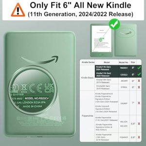 Lightweight Shell Cover with Auto Wake/Sleep for Kindle 2024/2022 11th Gen e-Reader