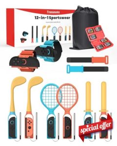 TRANSNOVO 12 in 1 Switch Sports Accessories Bundle Set for Nintendo Switch/OLED/Switch 2