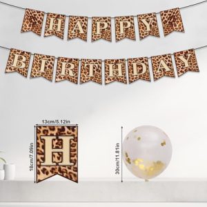 Happy Birthday Cheetah Print Banner & Balloons Wild Animal Party Decorations Supplies