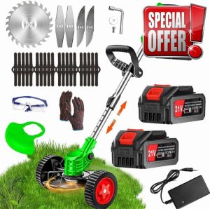 Strimmer Cordless Electric Garden Strimmer Cordless Grass Trimmer with 21v 4.0mah Battery Strimmers Lightweight Cordless Strimmers with Battery And Charger for Small And Medium Garden Lawns