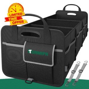 Tonmifr Heavy-Duty Car Boot Organiser & Multi-Compartment Storage Box for SUV/Hatchback/Estate