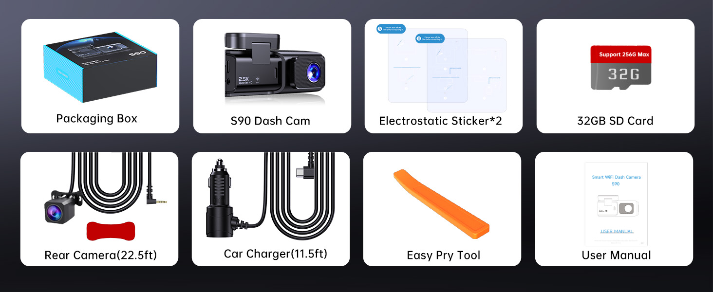 dash cam package include