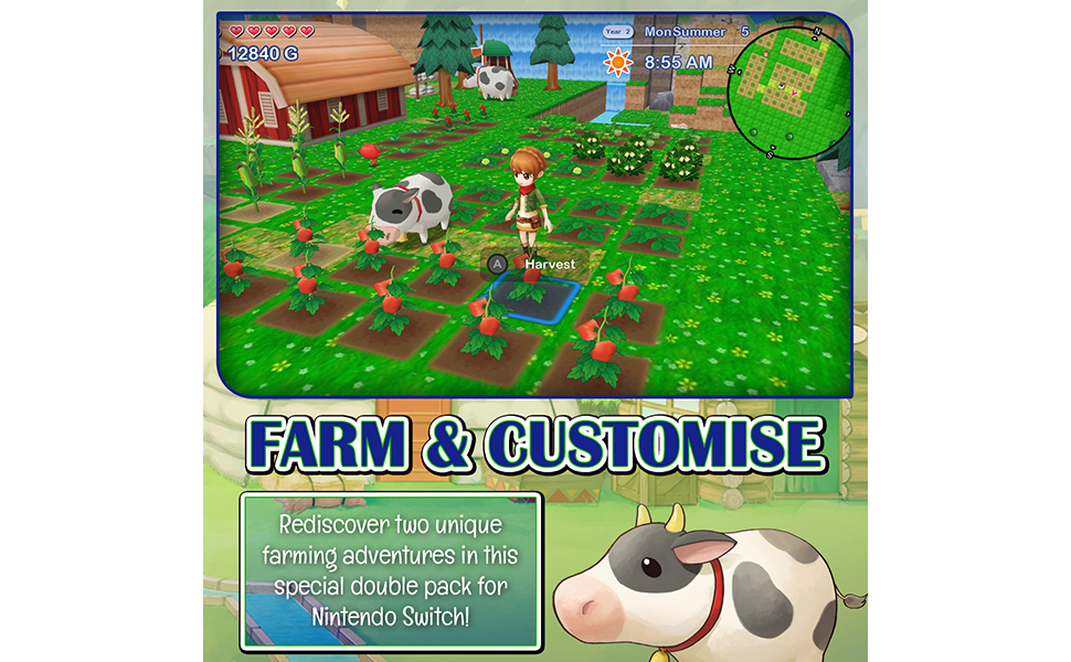 Text reads 'Image 6' and 'FARM & CUSTOMISE'. Screenshot of colorful video game interface showing cartoon characters in green farm setting.