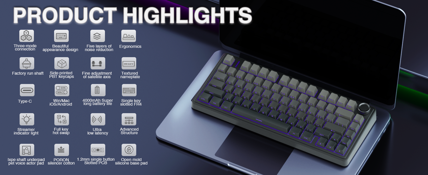 AULA F75 mechanical keyboard bluetooth mechanical keyboard