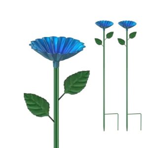 Flower Shaped Bee Feeder with Ground Spike for Outdoor Garden Yard Decor (Blue)
