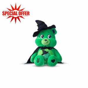 Basic Fun Care Bears x Wicked 22cm Plush – Good Luck Bear as Elphaba – Collectible Soft Toy from the Care Bears x Wicked Collaboration