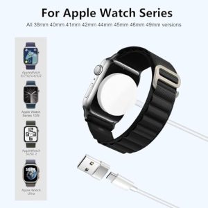 Portable Fast Charger Compatible with Apple Watch Series 10/9/8/Se/Ultra/7/6/5/4/3/2 - White
