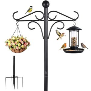 196CM Bird Feeder Pole with Shepherds Crook Garden Hooks