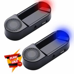 2PCS Solar Powered Fake Car Alarm Flashing Light with Blue Red Led Intelligent Light Sensor Car Alarm System Anti Theft Solar Security Light Simulated Dummy Warning for Van Vehicle with USB Po