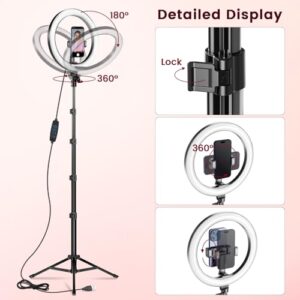10 inch LED Ringlight Selfie Light with Remote & Phone Holder for Video