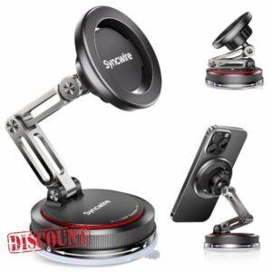 SYNCWIRE for MagSafe Car Mount [3-Axis Design] Strong Suction Cup Magnetic Phone Holder