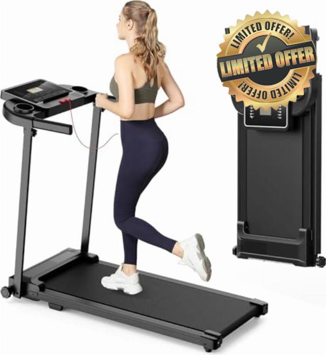 Treadmill Walking Pad Running Machine - Treadmills for Home Foldable Under Desk Treadmill with Handle Folding for Heavy People Foldaway Portable Compact Indoor Flat 10Km/h Electric Machines