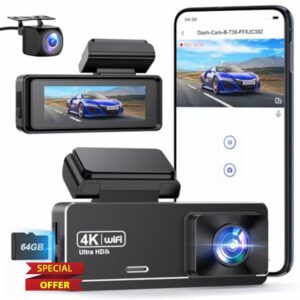 PENEMAY Dash Cam Front and Rear 4K+1080P