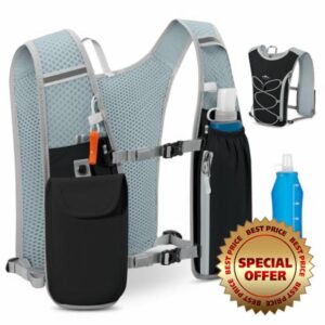 Running Vest for Women Men Lightweight Reflective Hydration Vest Backpack with 500ml Water Bottle for Marathons Trail Running Cycling Hiking