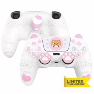 PlayVital Cute Spring Lesser Panda Silicone Cover for ps5 Controller with Joystick Cap and Sticker