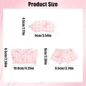 Pink Bow Doll Pajama with Eye Mask Cute Soft Plush Toy Accessories for Collectors Enthusiasts Decoration & Display