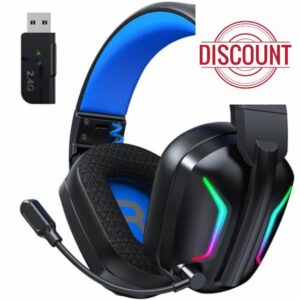 Fachixy FC300 Wireless Gaming Headset with Mic - Bluetooth and 2.4GHz USB Gaming Headphones with 50Hr Battery & 3D Stereo Sound - For PS5