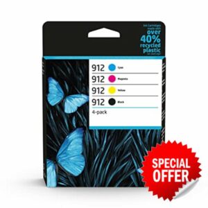 HP 912 Set of 4 Original Ink Cartridges for OfficeJet Pro 8010 8010e 8012 8014 8015 8020 8020e 8022 8023 8024 8025 Printers