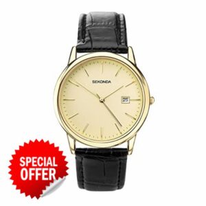 Sekonda Men's Classic 37mm Quartz Watch with Date Window and Leather Strap