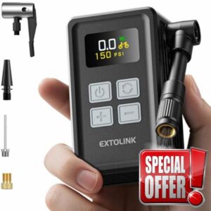EXTOLINK Mini Electric Bike Pump with Gauge