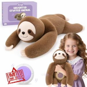 Joyreal Weighted Plush Sensory Sloth with Removable Vibration Unit & Hidden Pocket