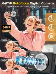 64MP 2.8 Inch UHD Autofocus Compact Cameras