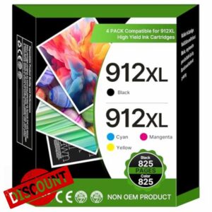 912XL 912 Ink cartridges Replacement for HP 912 912XL Ink Cartridges Multipack OfficeJet 8010 8012 8013 8014 8015 8017 8018 for OfficeJet Pro 8022 8023 8024 8025 8030 Printer