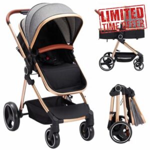 Baby Stroller Pushchair 2 in 1 Reversible Bassinet Pram