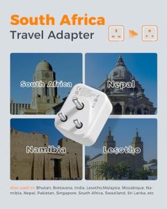 TESSAN UK to South Africa Plug Adapter with USB C and 2 USB A