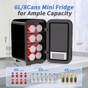 6 Liter/8 Can 220-240V AC/DC Portable Thermoelectric Cooler Refrigerators for Bedroom