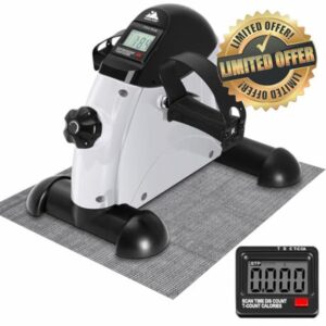 EVOLAND Under Desk Bike Pedal Exerciser Leg Pedal Machine with Handle LCD Display